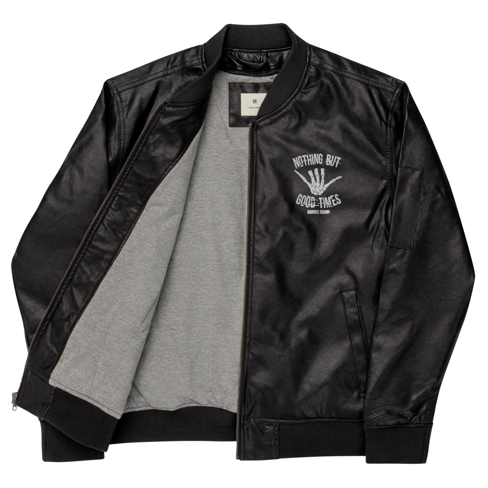 Nothing But Good Times Leather Bomber Jacket